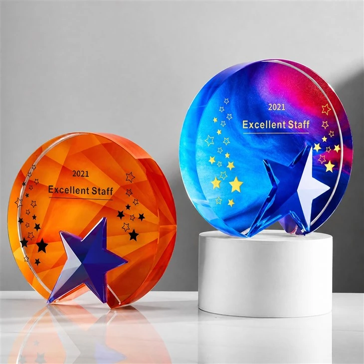 Custom Printed Star Crystal Award